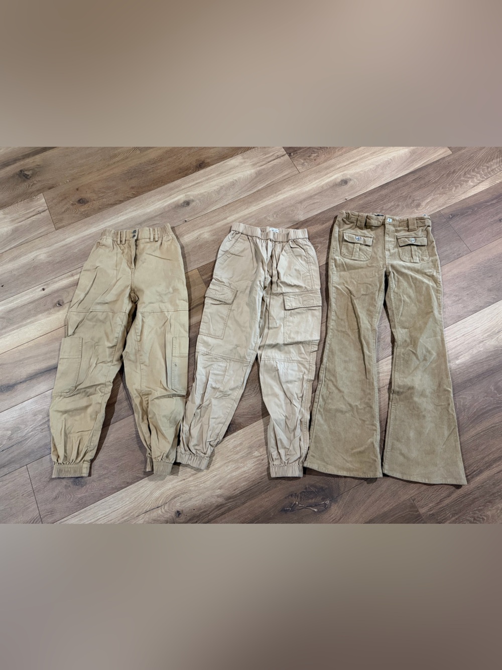 Kids Tan Cargo Jogger Pants - 3 pairs HM, Bershka, Forever 21